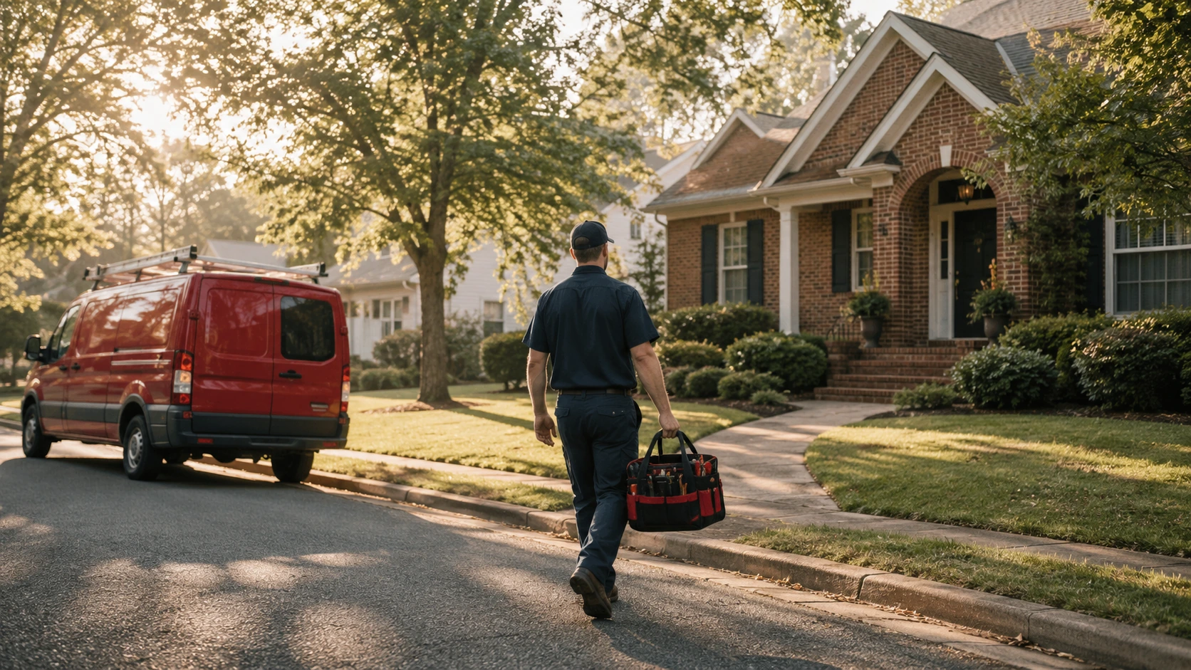 Cardinal technician arriving at a Charlotte home