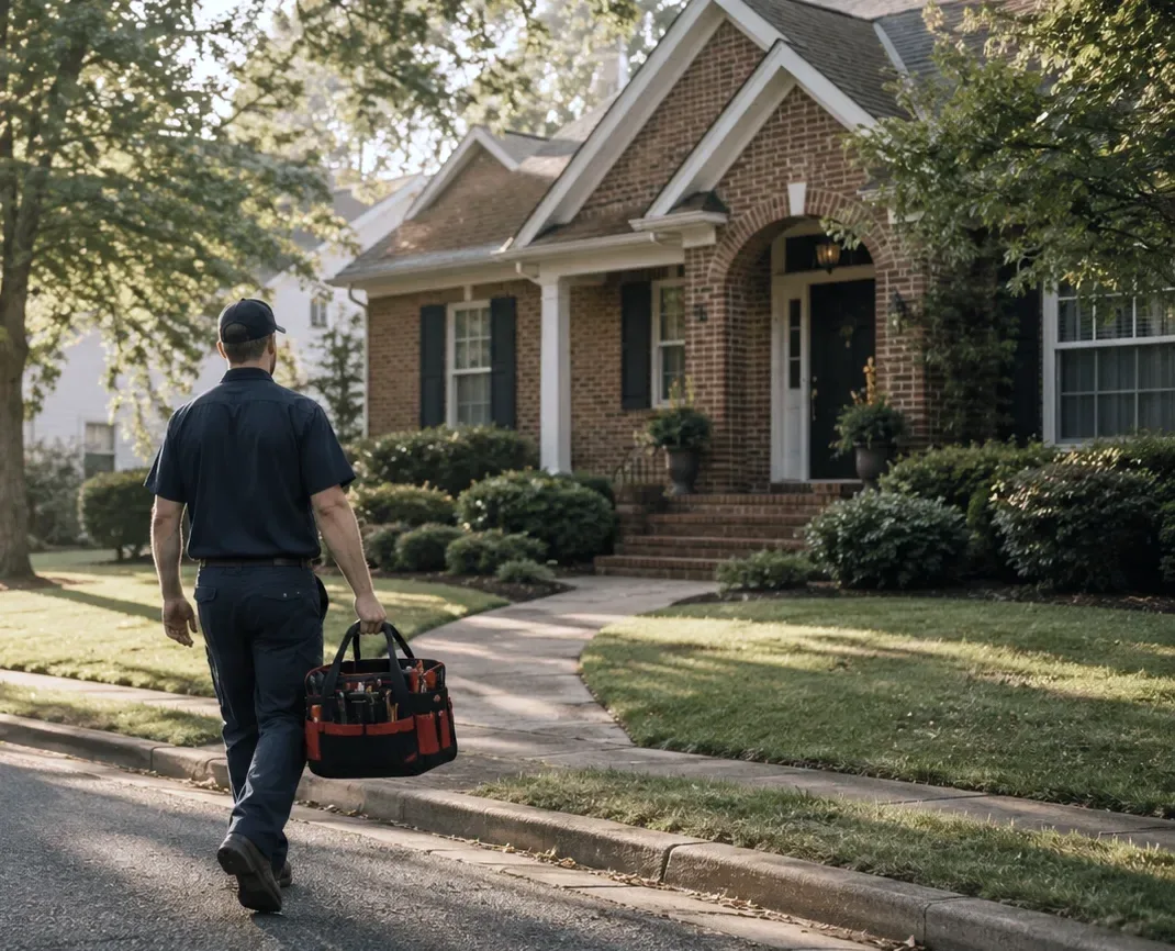 TrueNorth Comfort technician arriving for a service call