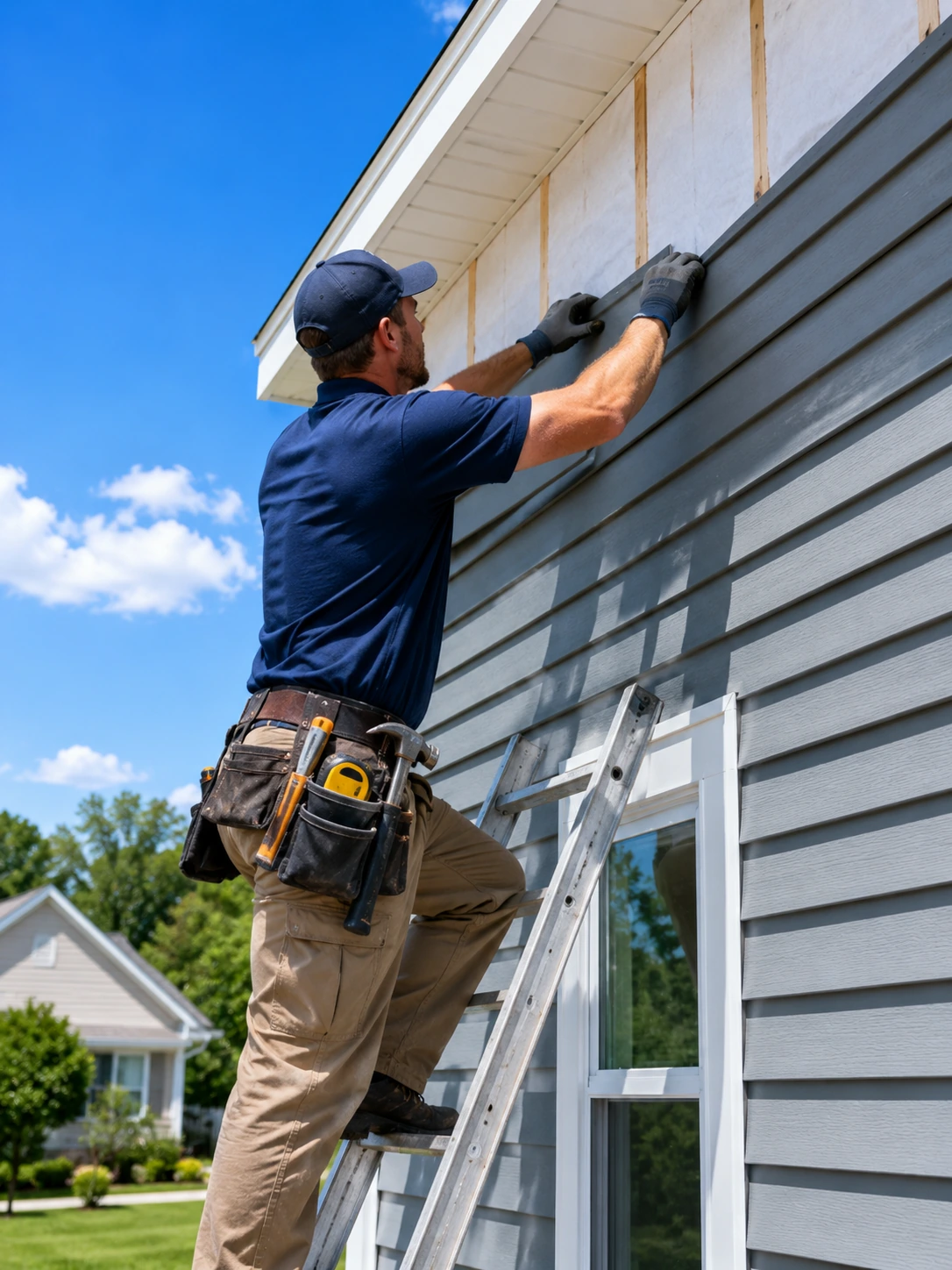 Installer fitting siding