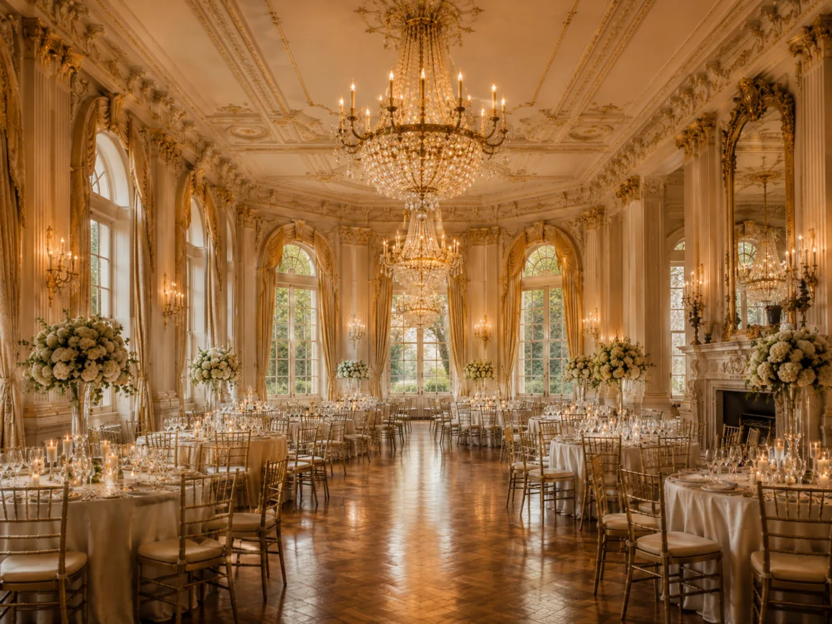 Ballroom under chandeliers