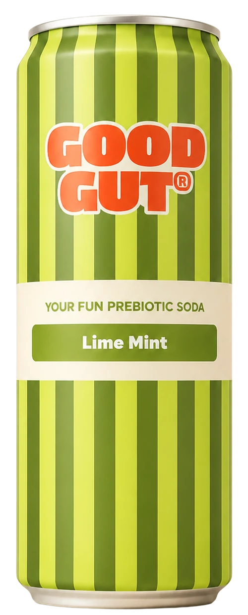 Lime Mint, a Good Gut prebiotic soda can