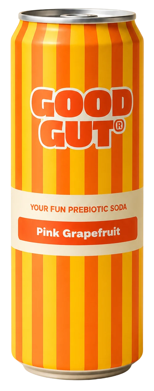 Pink Grapefruit, a Good Gut prebiotic soda can