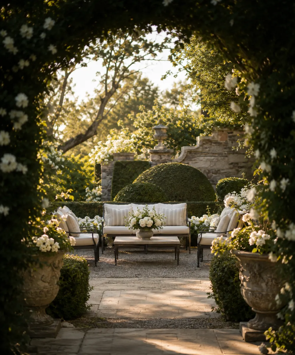 Garden outdoor room, a natural portrait backdrop