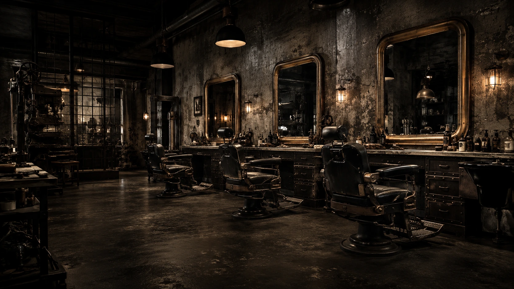 Inside the Iron & Oak barbershop