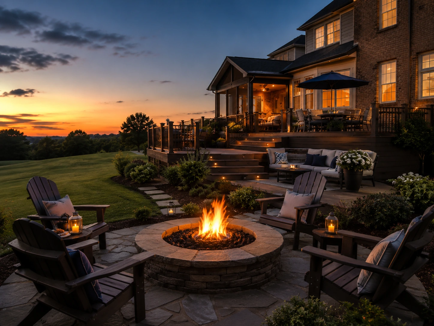 Evening fire pit lounge