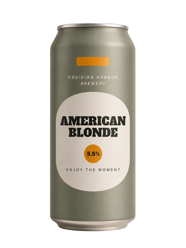 American Blonde can from Obsidian Harbor Brewery